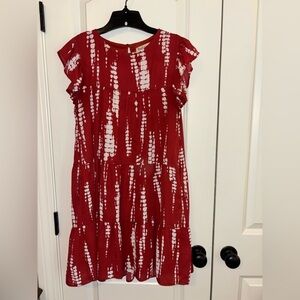 Red and White peach love dress